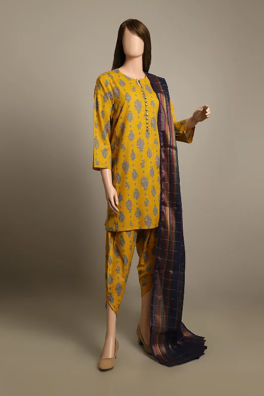 Printed Khaddar Stitched 3 Piece