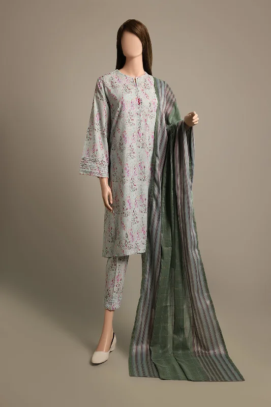 Printed Khaddar Stitched 3 Piece