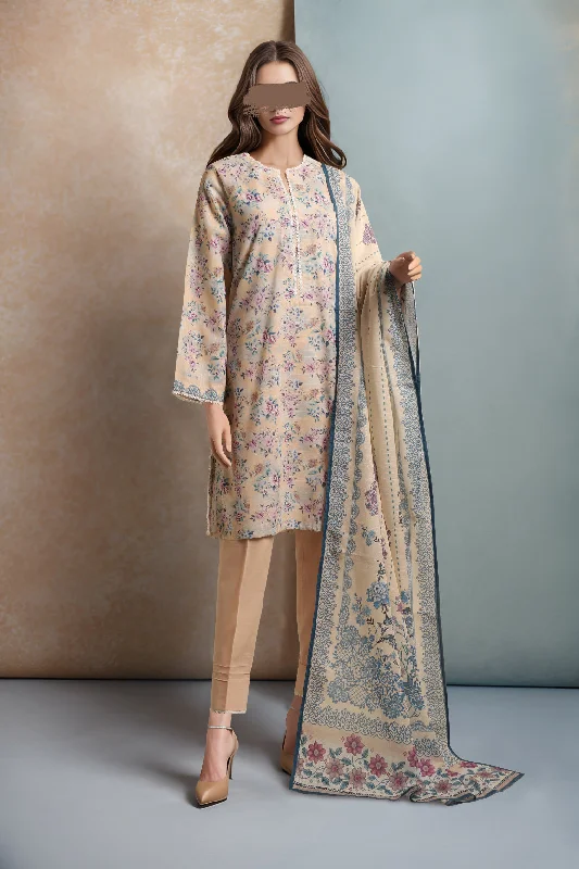 Printed Khaddar Stitched 3 Piece