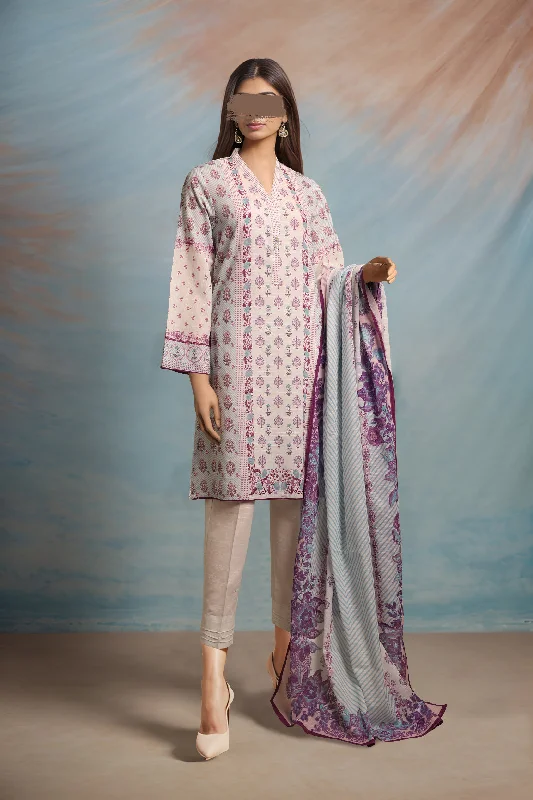 Printed Khaddar Stitched 3 Piece