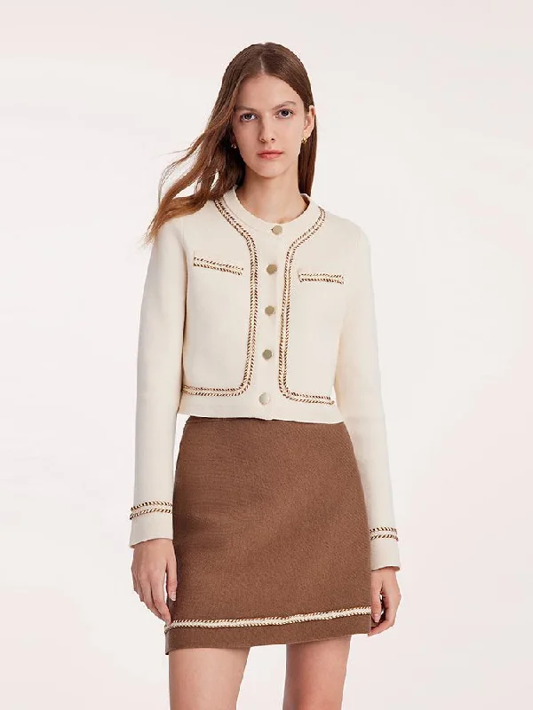 Knitted Crop Jacket And Skirt Two-Piece Suit