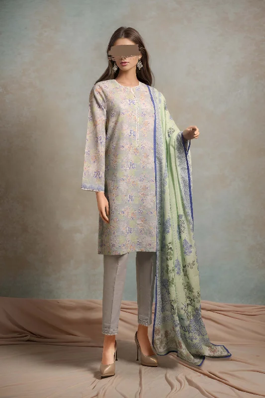 Printed Khaddar Stitched 3 Piece