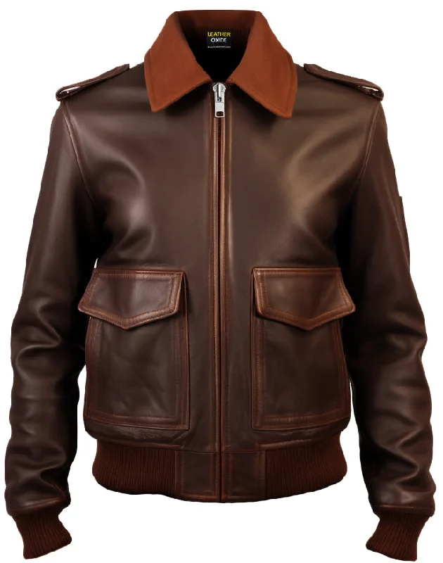 Women Aviators' Leather Bomber Jacket