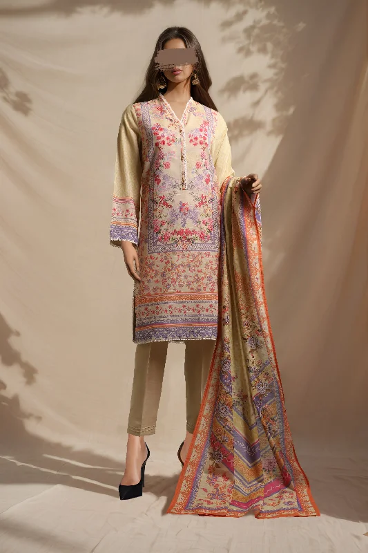 Printed Khaddar Stitched 3 Piece