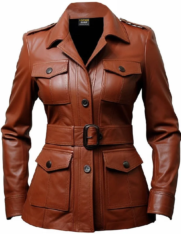 Women Brown Leather Coat