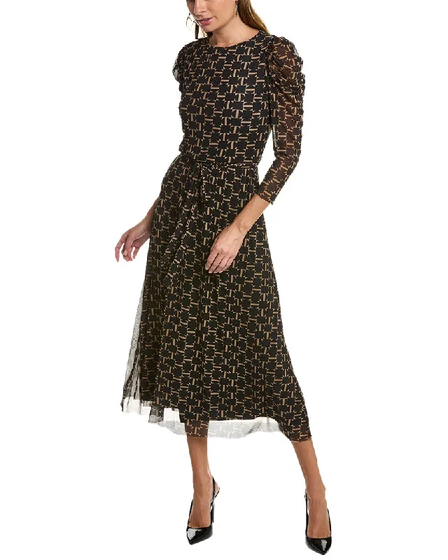 Anne Klein Puff Sleeve Midi Dress