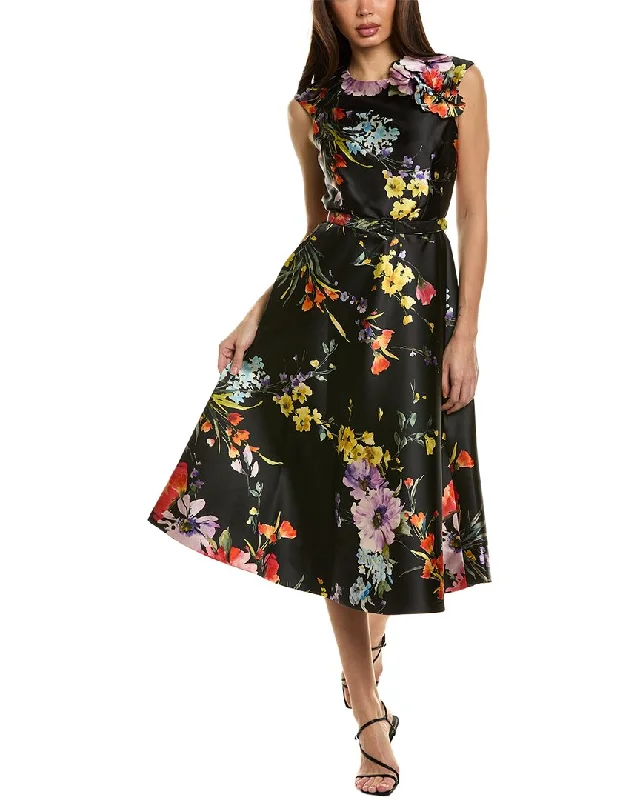 Teri Jon by Rickie Freeman Floral Midi Dress