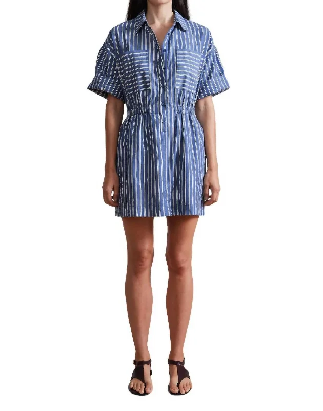 Stripe Palmera Mini Dress In Indigo