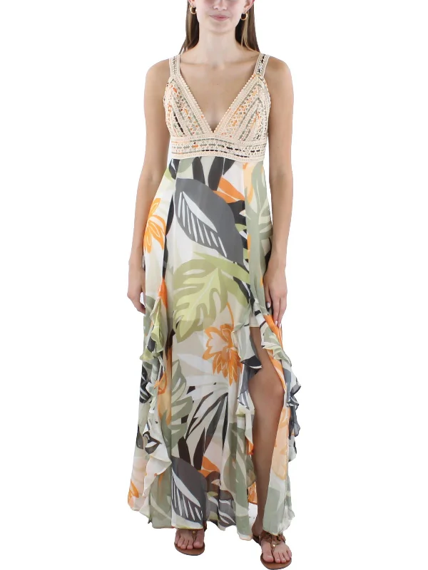 Womens Printed Polyester Maxi Dress