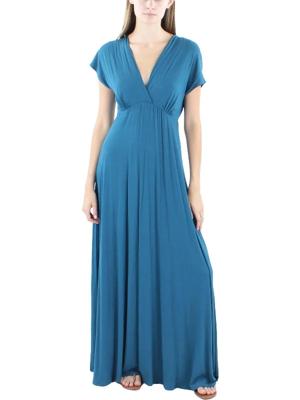 Womens Solid Rayon Maxi Dress