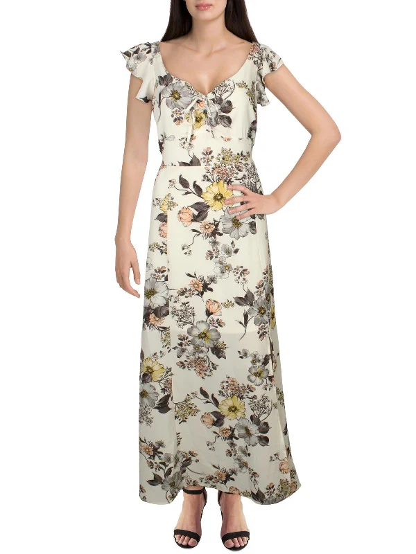 Womens V-Neck Floral Maxi Dress