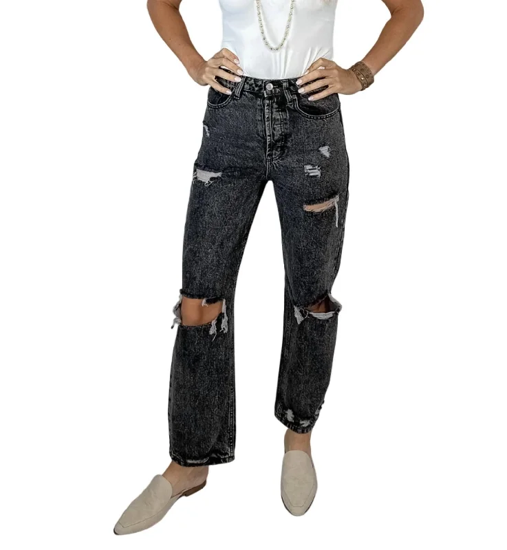 Dissed Ripped Jeans In Washed Black