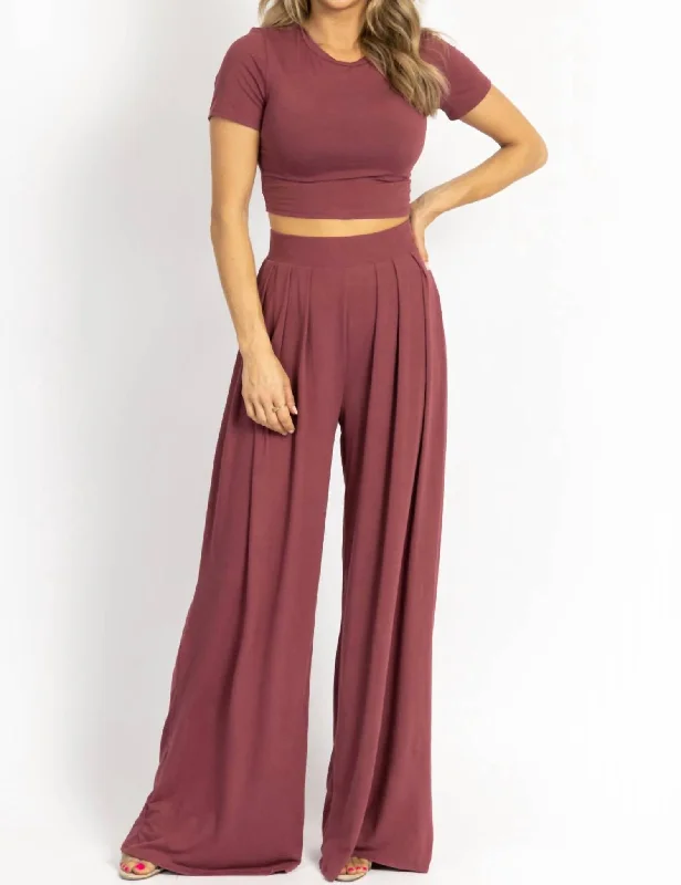 Butter Soft Palazzo Set In Plum