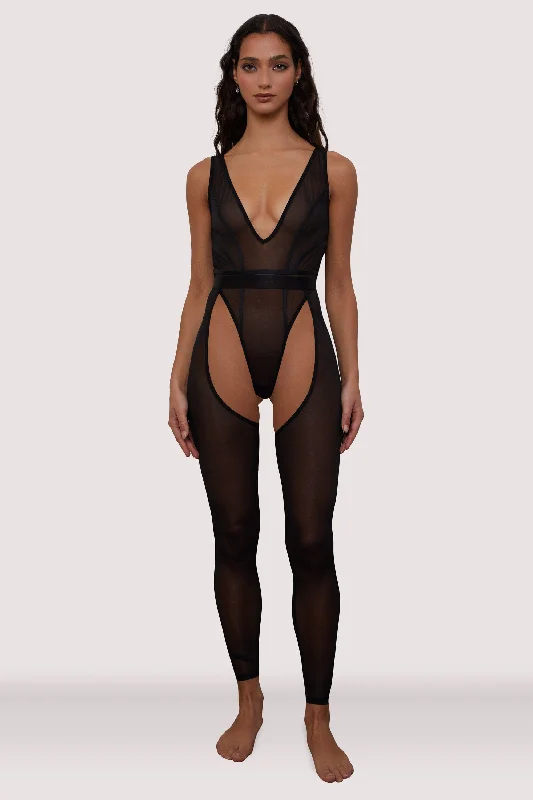 Gigi Black Mesh Festival Catsuit