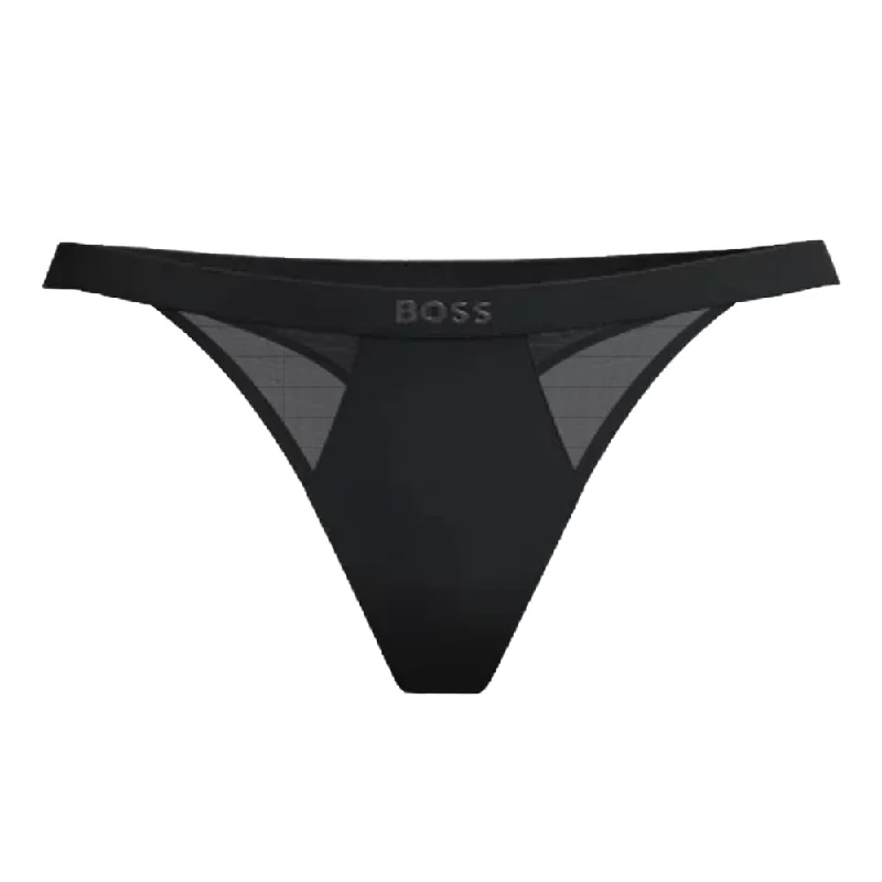 BOSS, Damen String mit Mesheinsatz, black