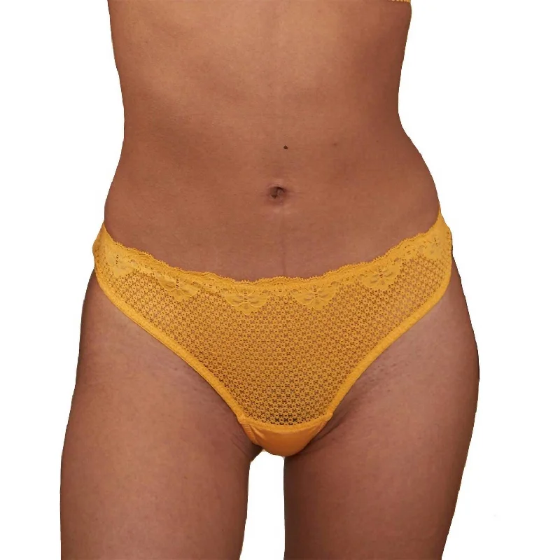 Duet Lace Low Rise Thong In Marigold