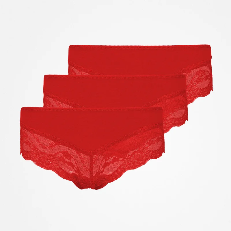 Hipster Panties mit Spitze | Kirschrot