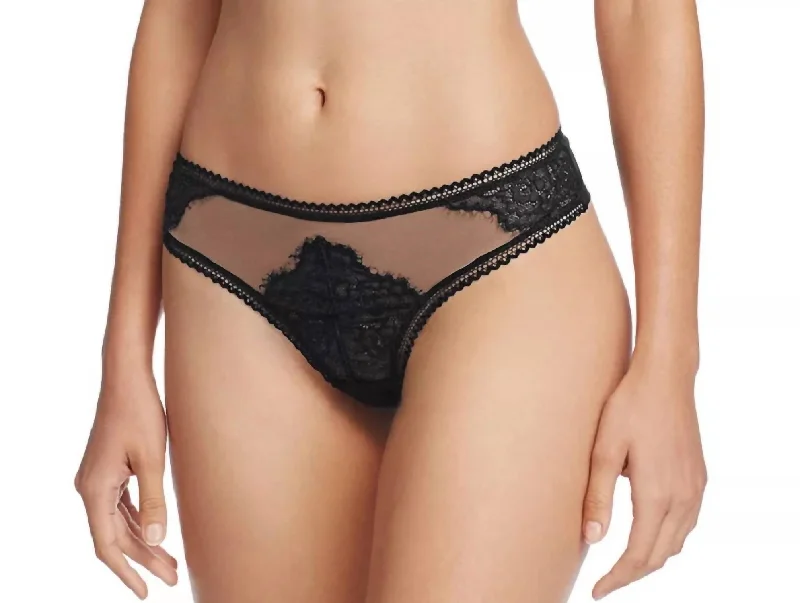 Lace Mirage Thong In Black