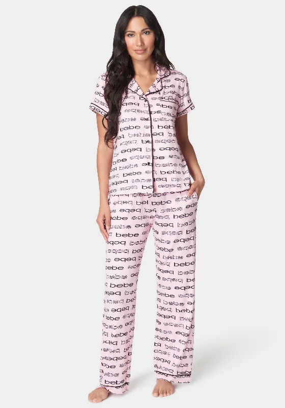 Printed Notch Collar Pant Set