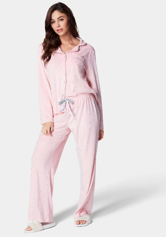 Silver Foil Plush Pajama Set